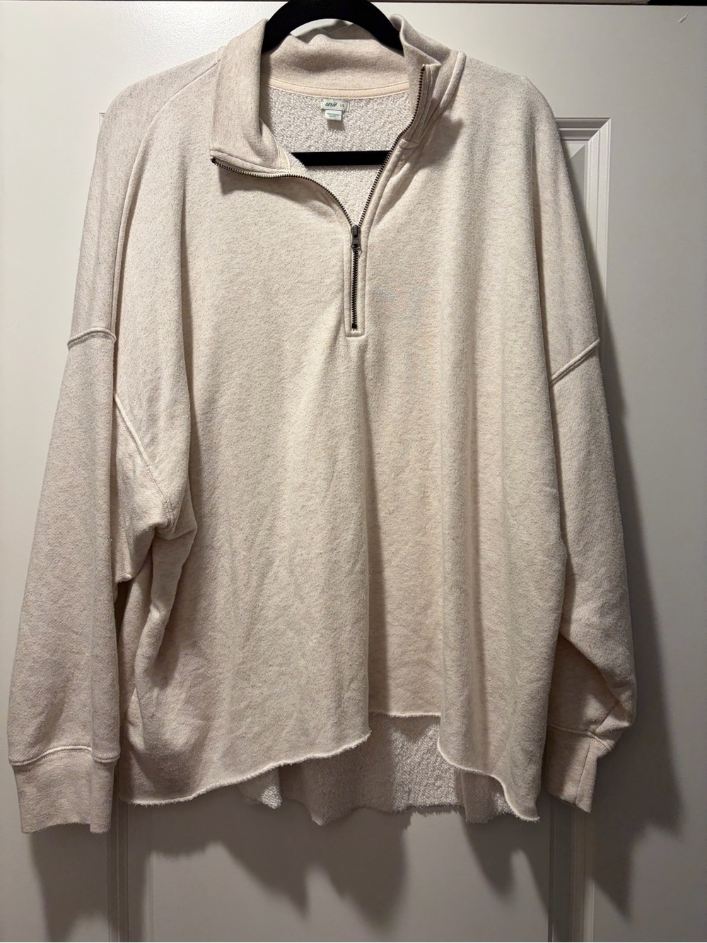 Aerie Cream Quarter-Zip Sweater - Distressed Cutoff
